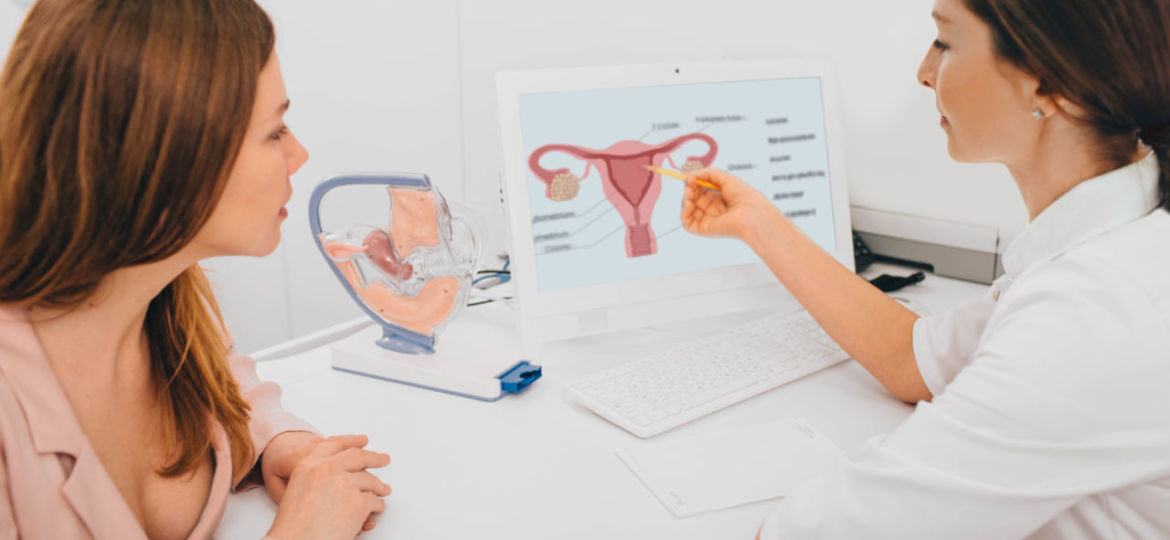 woman consults with her gynecologist in the gynecologist's office
